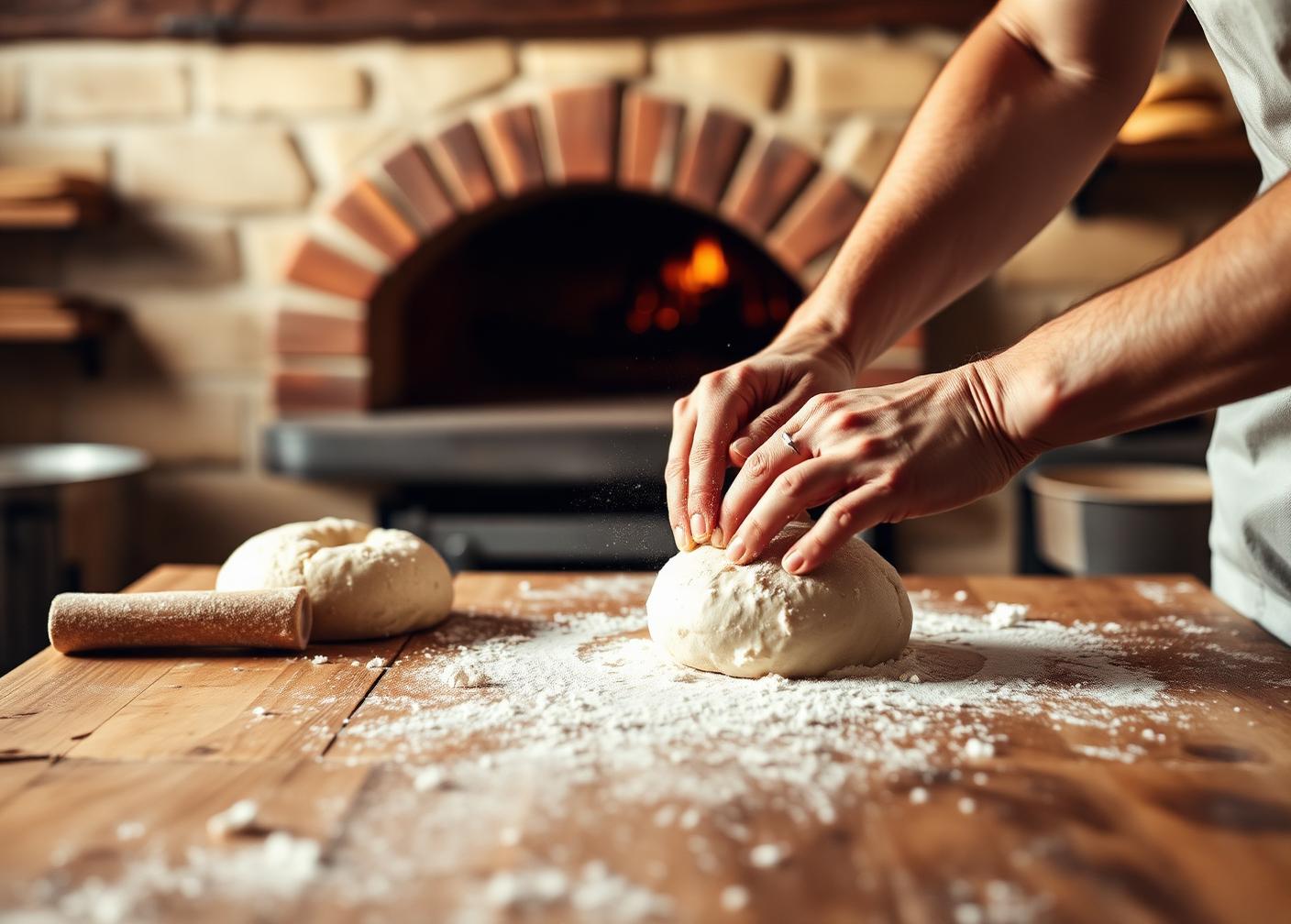 Baker kneading dough